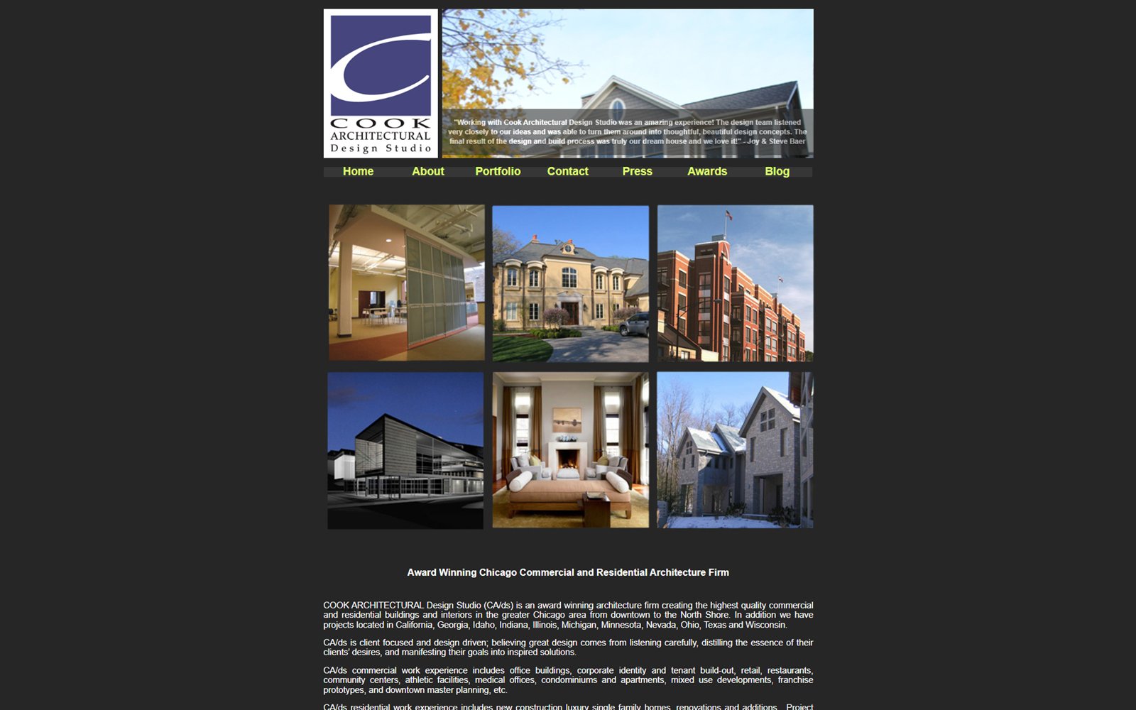 Cook Architectural, the previous website